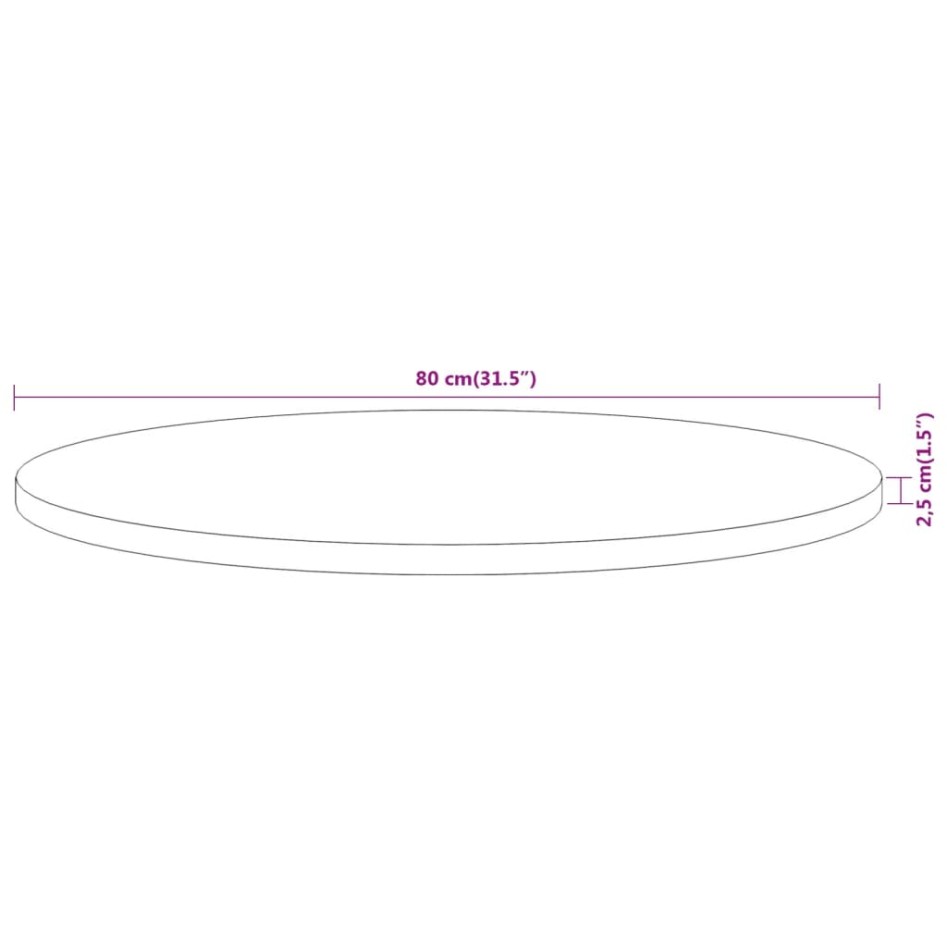 Tablero de mesa redondo madera maciza de acacia Ø80x2,5