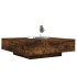 Mesa de centro con luces LED roble ahumado 100x100x31