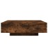 Mesa de centro con luces LED roble ahumado 100x100x31