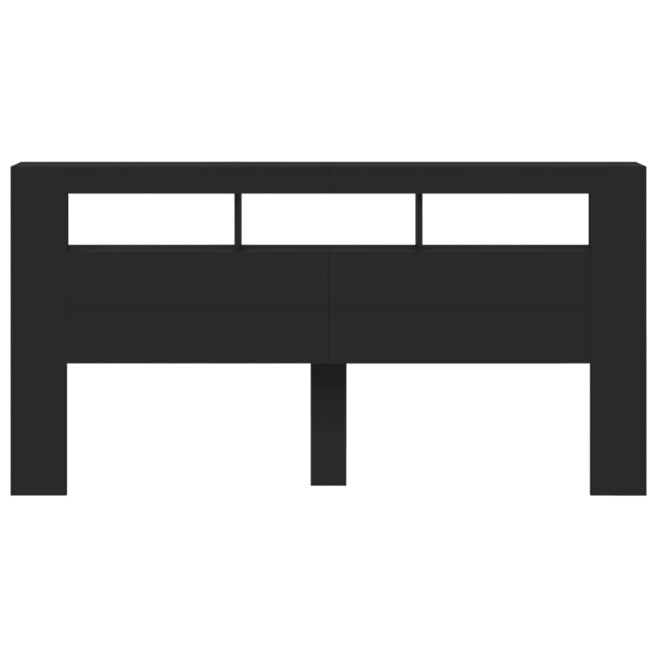 Cabecero con LED madera de ingeniería negro 200x18,5x103,5