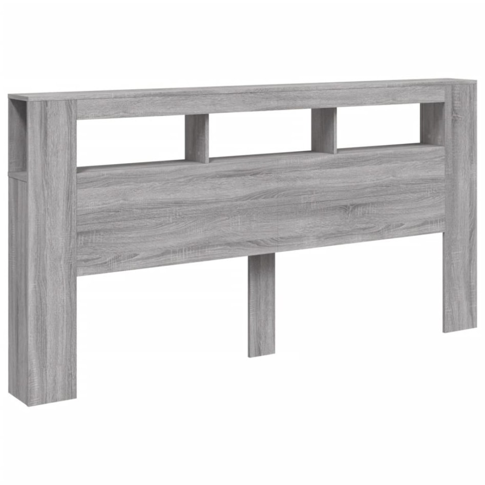 Cabecero LED madera ingeniería gris Sonoma 200x18,5x103,5