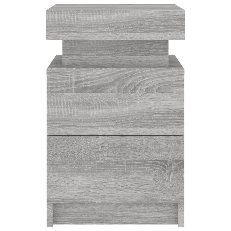 Mesitas de noche con luces LED 2 uds gris Sonoma 35x39x55