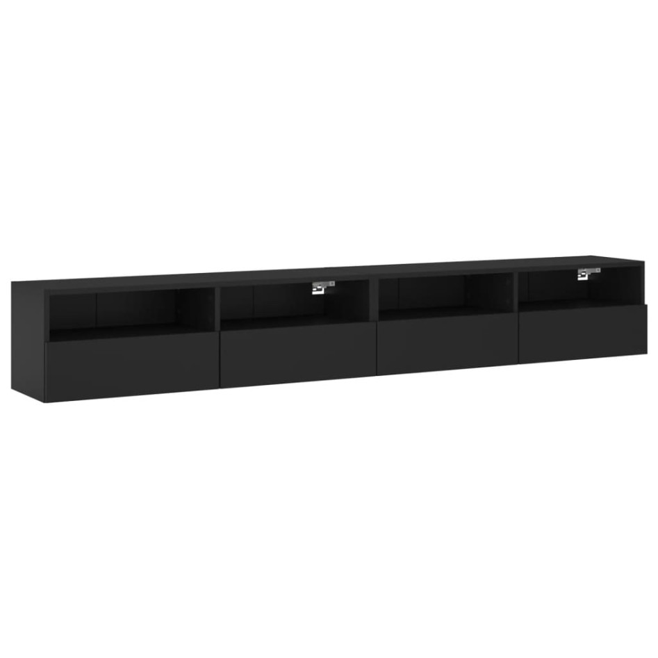 Muebles de pared TV 2 uds madera ingeniería negro 100x30x30