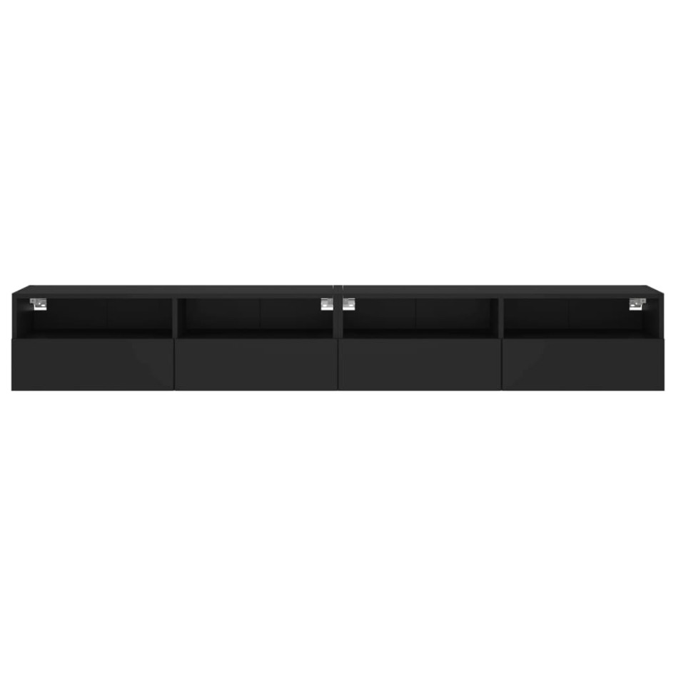 Muebles de pared TV 2 uds madera ingeniería negro 100x30x30