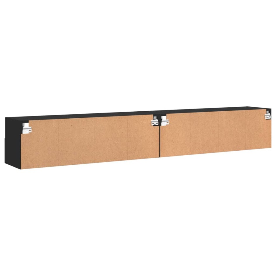 Muebles de pared TV 2 uds madera ingeniería negro 100x30x30