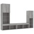 Muebles TV pared con LED 4 pzas madera ingeniería gris