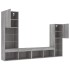 Muebles TV pared con LED 4 pzas madera ingeniería gris