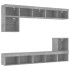 Muebles TV pared con LED 8 pzas madera ingeniería gris