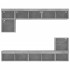Muebles TV pared con LED 8 pzas madera ingeniería gris