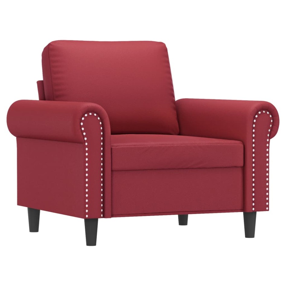 Sillón cuero sintético rojo tinto 60