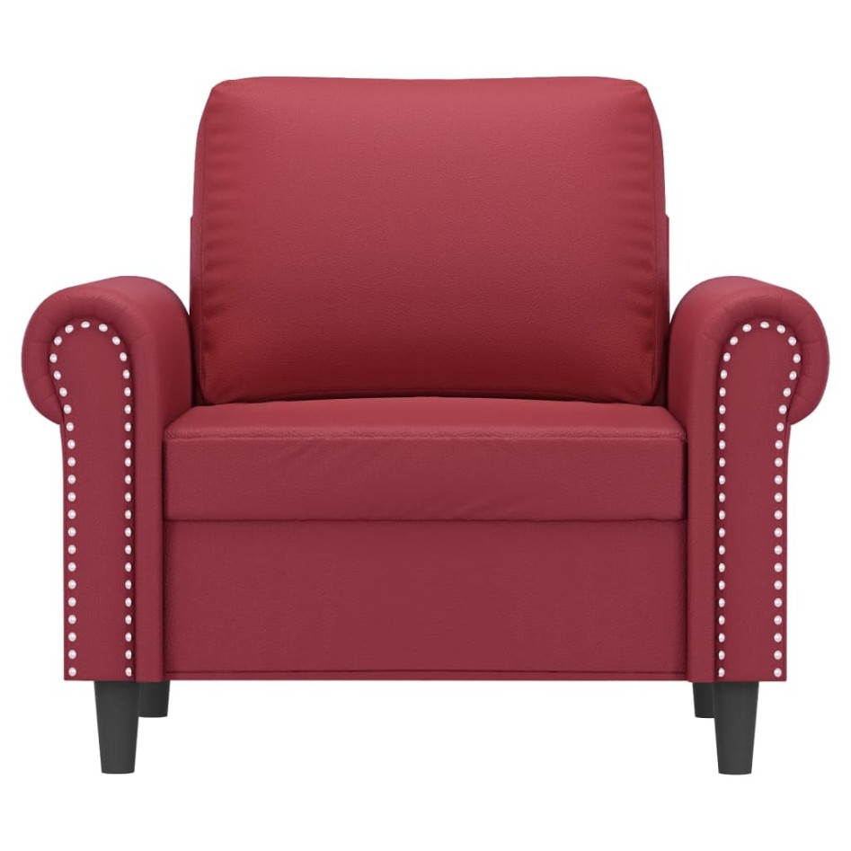 Sillón cuero sintético rojo tinto 60