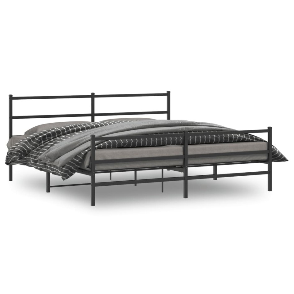 Estructura cama sin colchón con estribo metal negro 180x200