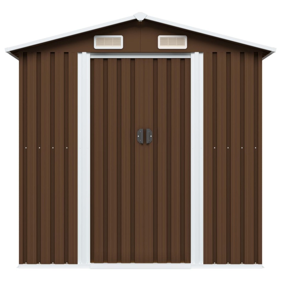 Caseta de almacenamiento jardín acero marrón 204x132x186