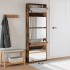 Mueble zapatero y espejo 5 niveles roble ahumado 63x17x169,5
