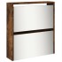 Mueble zapatero y espejo 5 niveles roble ahumado 63x17x169,5