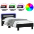 Estructura de cama con cabecero y luces LED negro 90x190