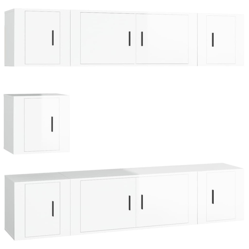 Set de muebles de TV 7 pzas madera contrachapada blanco