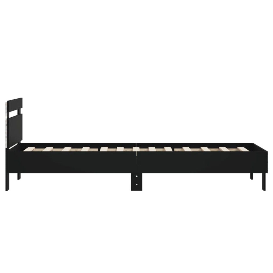 Estructura de cama con cabecero y luces LED negro 90x190