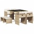 Set comedor de jardín 9 pzas con cojines ratán sintético