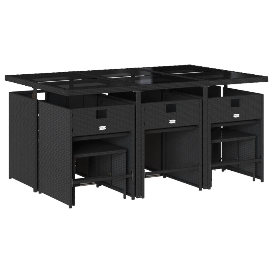 Set de comedor jardín 11 pzas con cojines ratán sintético