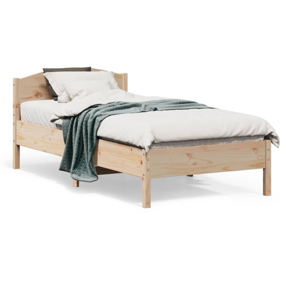 Estructura de cama sin colchón madera maciza de pino 90x190