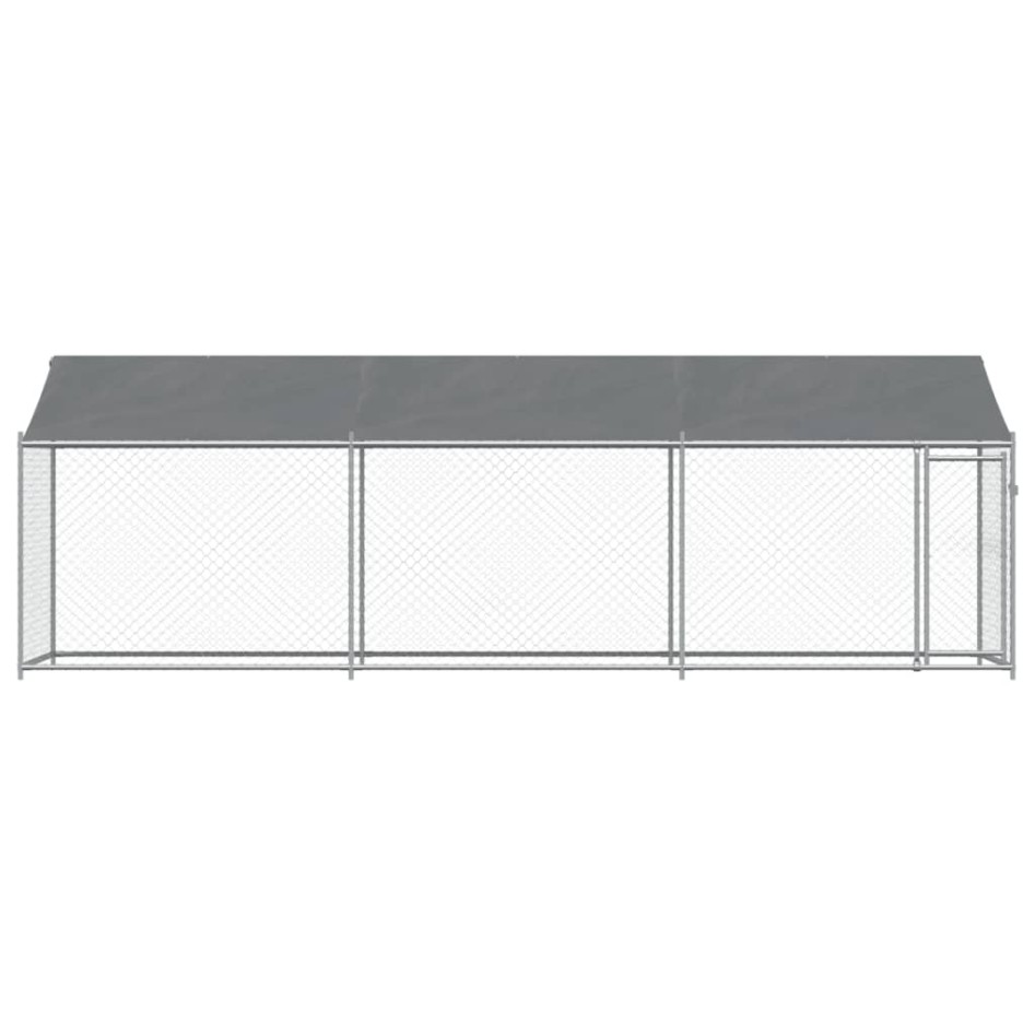 Jaula de perros techo y puerta acero galvanizado gris 6x2x2