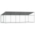 Jaula de perros techo y puerta acero galvanizado gris 6x2x2