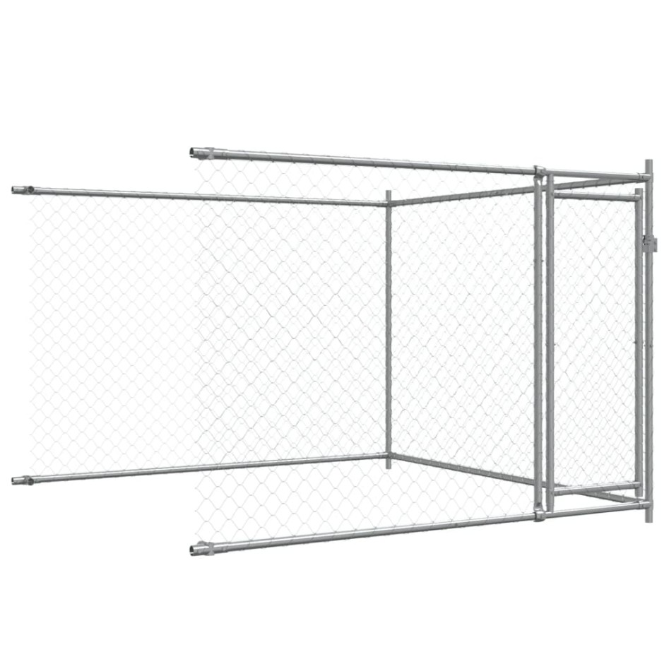Jaula de perros con puertas acero galvanizado gris 6x2x1,5