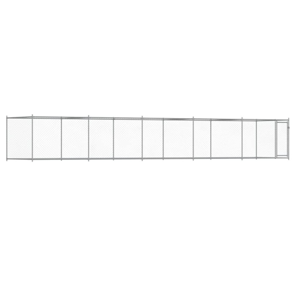 Jaula de perros con puerta acero galvanizado gris 10x2x1,5