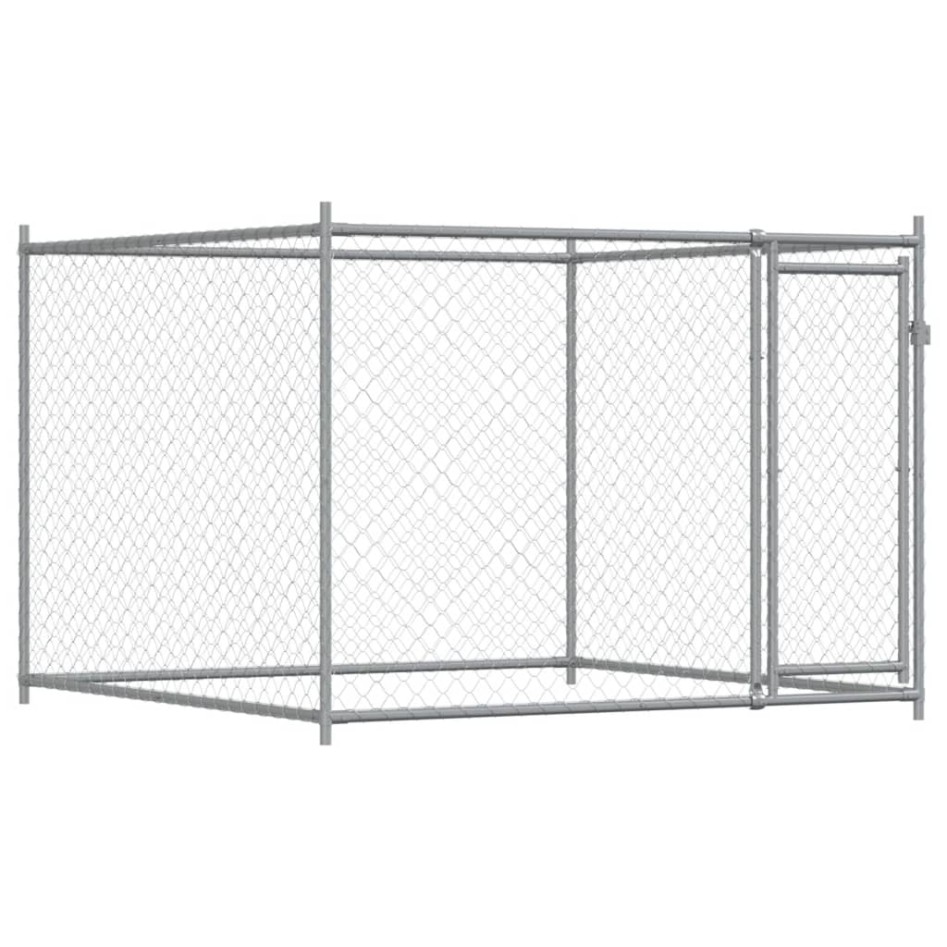 Jaula de perros con puertas acero galvanizado gris 10x2x1,5