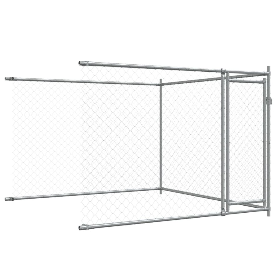 Jaula de perros con puertas acero galvanizado gris 10x2x1,5
