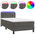 Cama box spring colchón y LED terciopelo gris oscuro 100x200