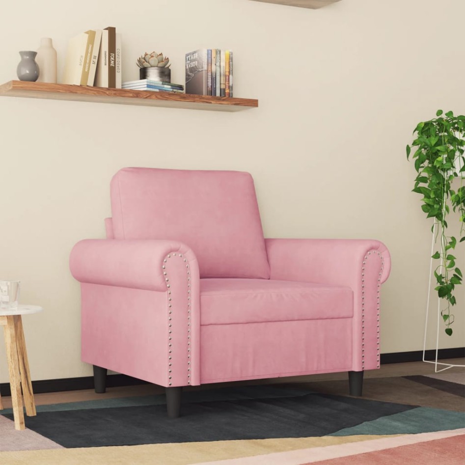 Sillón de terciopelo rosa 60