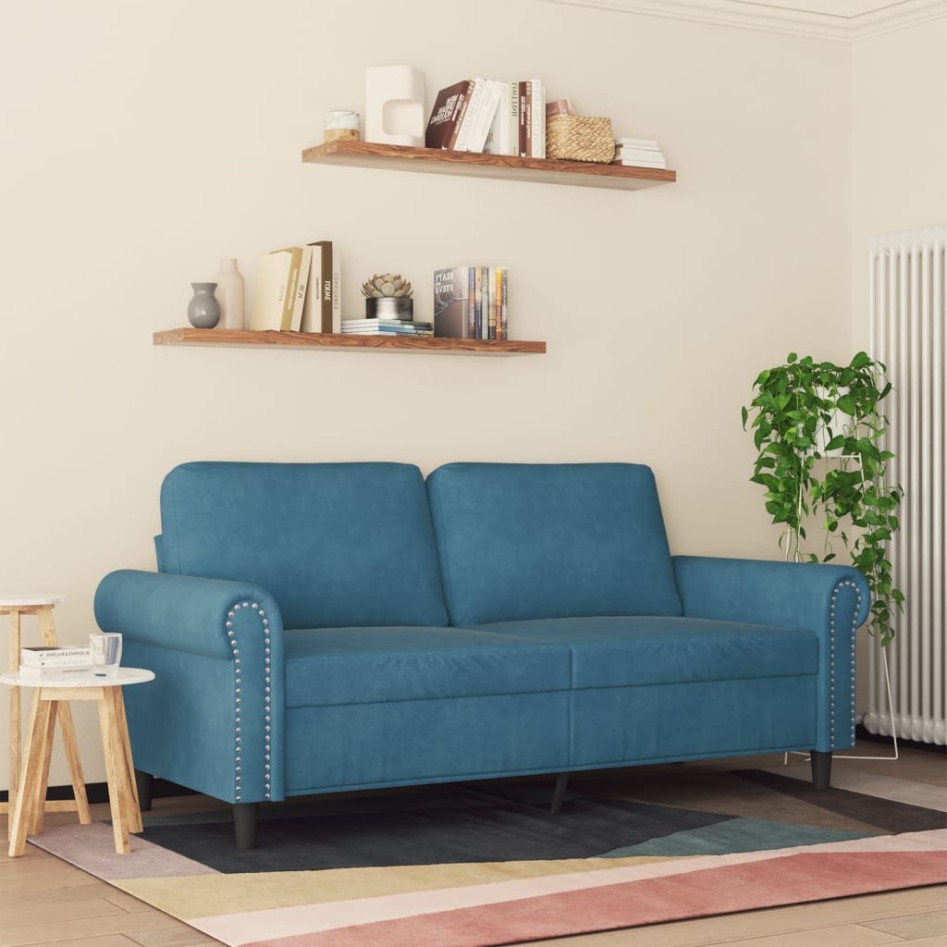 Sofá de 2 plazas terciopelo azul 140