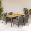 Set comedor de jardín 5 piezas con cojines ratán sintético gris