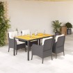 Set de muebles jardín 5 pzas con cojines ratán sintético negro