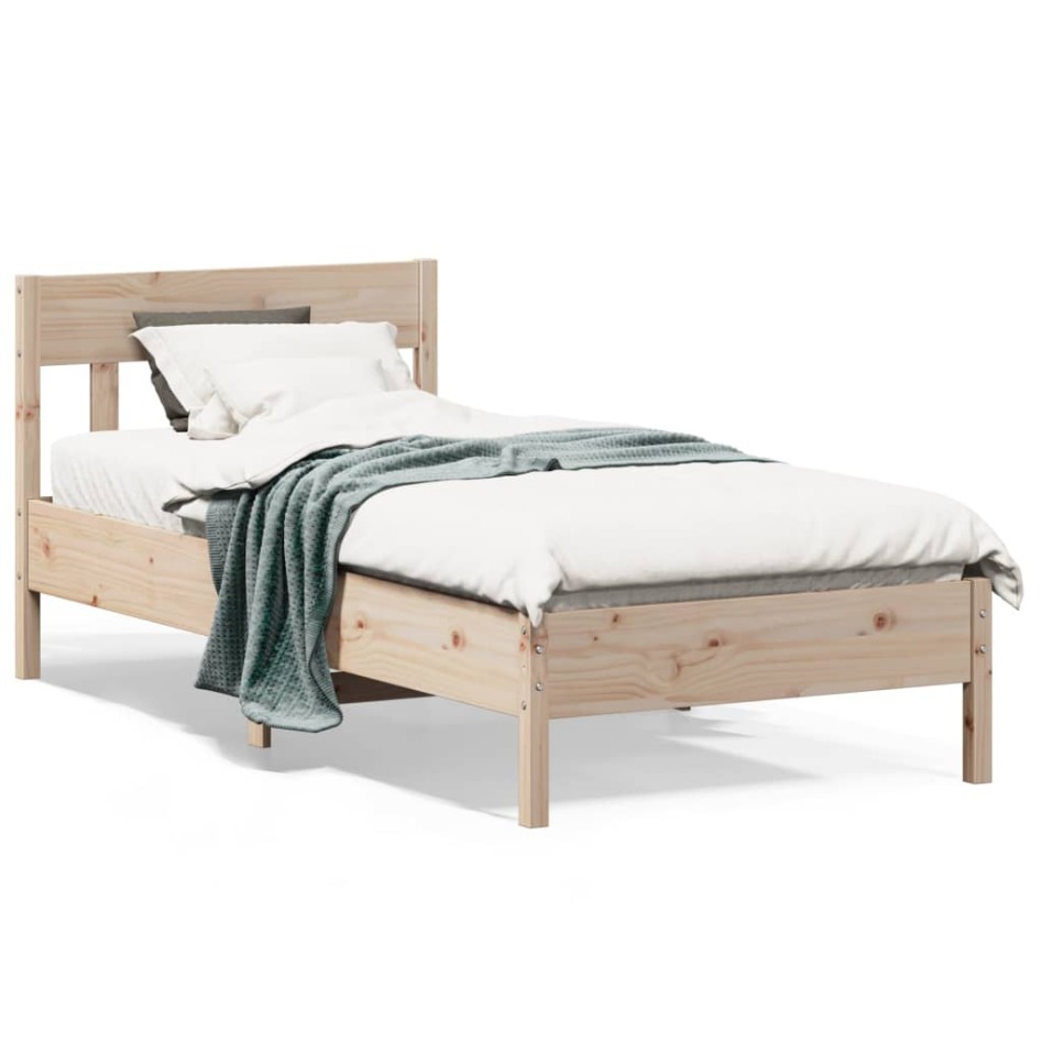 Estructura de cama sin colchón madera maciza de pino 90x190