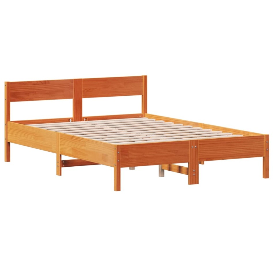 Estructura de cama sin colchón madera maciza marrón 135x190