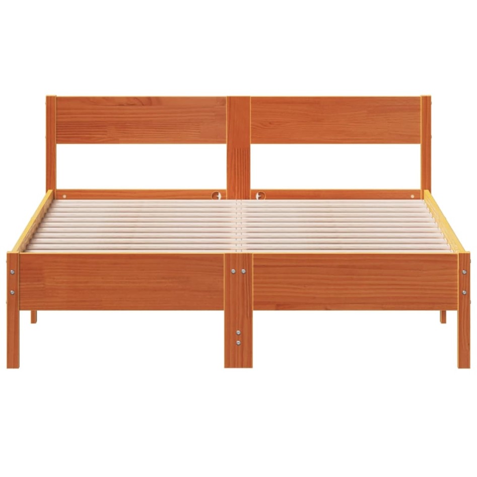 Estructura de cama sin colchón madera maciza marrón 135x190