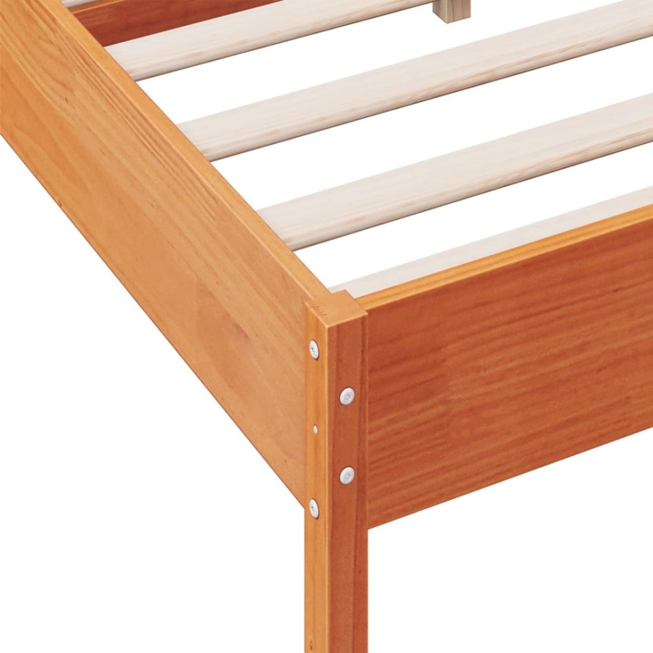 Estructura de cama sin colchón madera maciza marrón 135x190