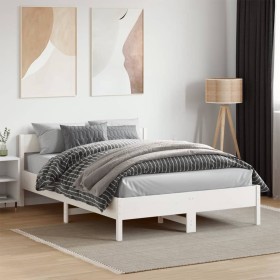 Estructura de cama sin colchón madera de pino blanca 140x190