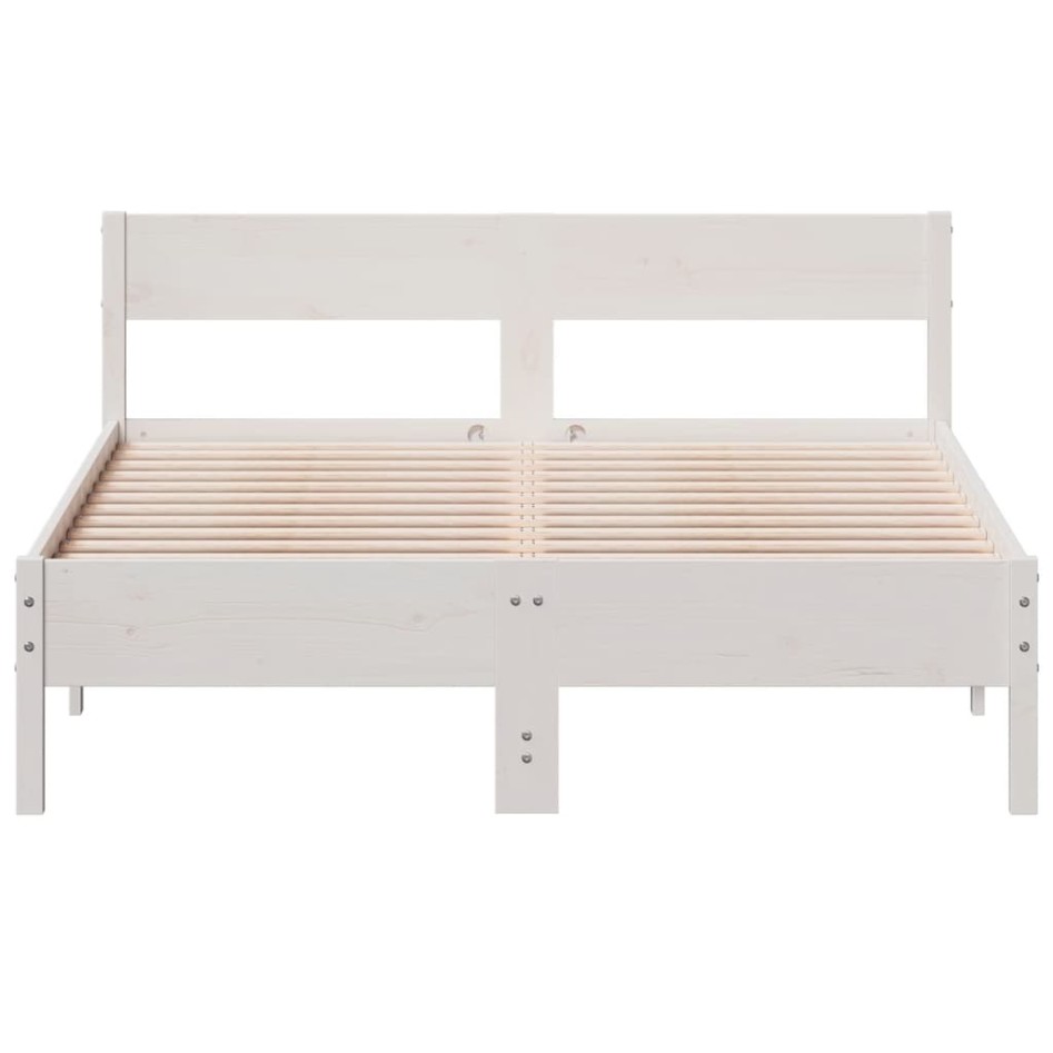 Estructura de cama sin colchón madera de pino blanca 140x190
