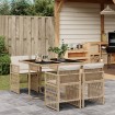 Set comedor de jardín 5 pzas con cojines ratán sintético beige