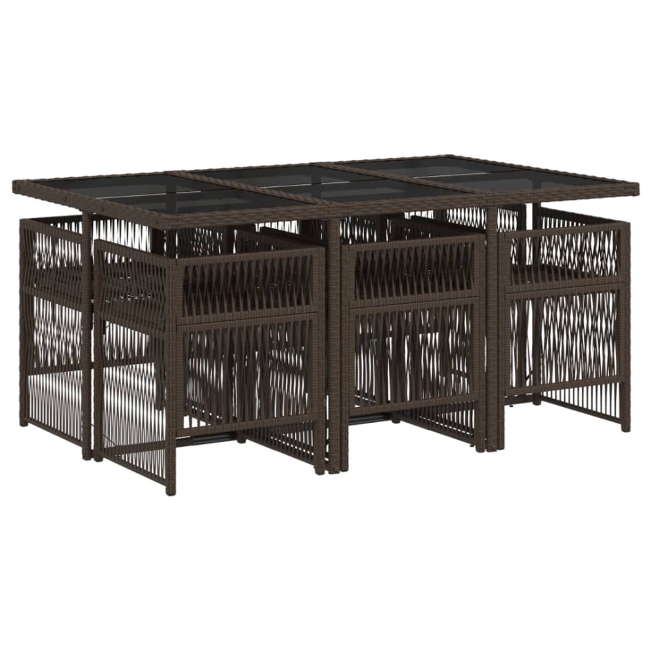 Set comedor de jardín 7 pzas con cojines ratán sintético