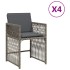 Sillones de jardín con cojines 4 uds ratán sintético