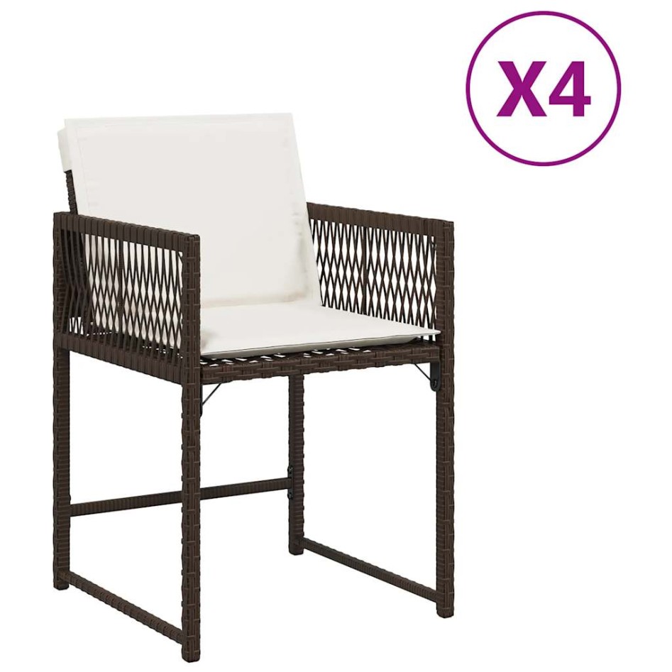 Sillas de jardín con cojines 4 unidades ratán sintético