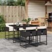 Set de muebles jardín 5 pzas con cojines ratán sintético negro
