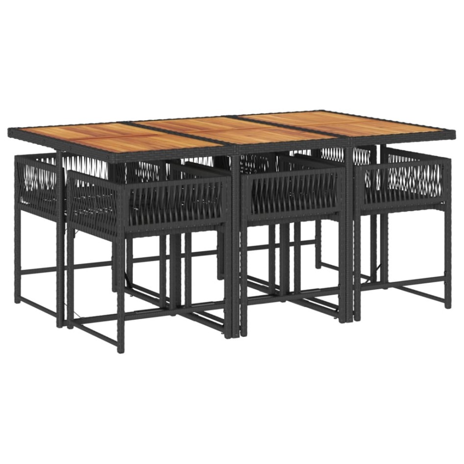 Set de comedor de jardín 7 pzas y cojines ratán sintético