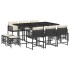 Set de comedor jardín 11 pzas con cojines ratán sintético