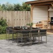 Set comedor jardín 7 pzas y cojines ratán sintético gris